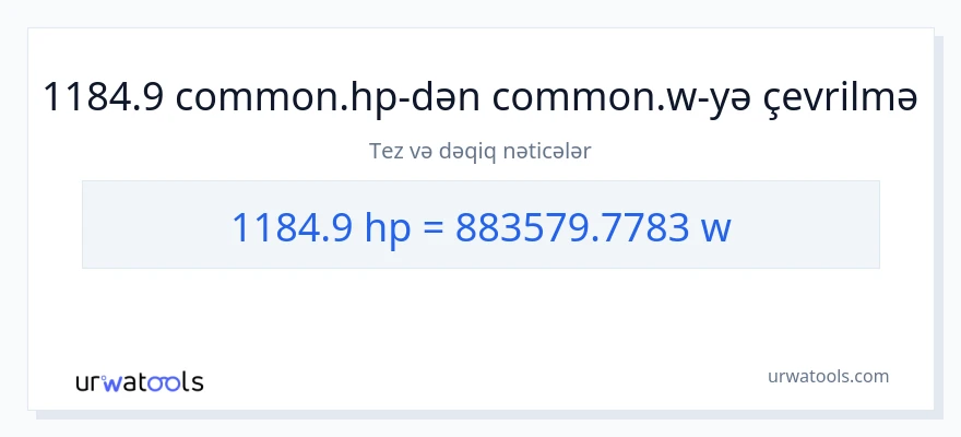 1184.9 at gücü-dən vatt-ə çevrilmə