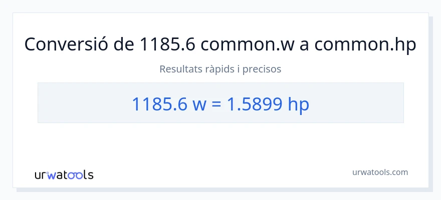 Conversió de 1185.6 watts a cavalls de força