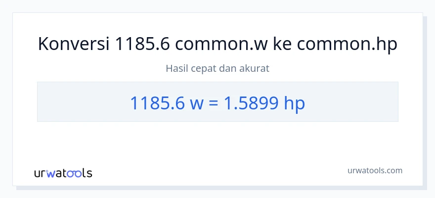 Konversi 1185.6 watt ke daya kuda