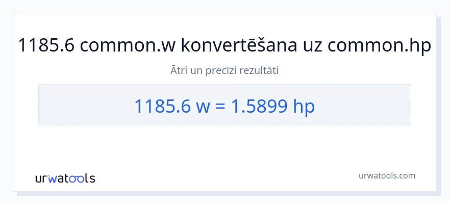 1185.6 vati uz zirgspēki konversiju