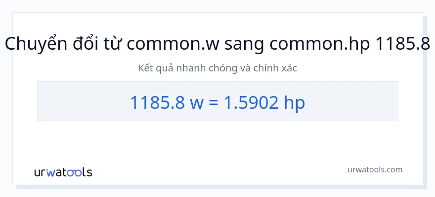 Chuyển đổi 1185.8 watt sang mã lực