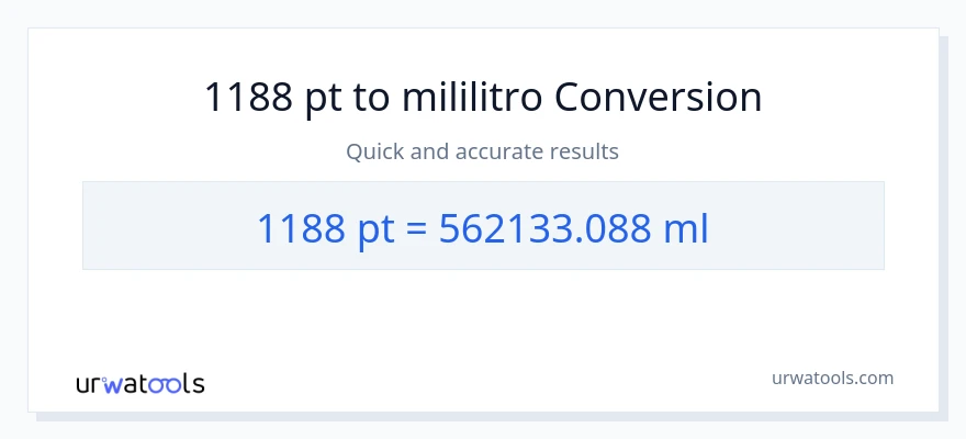 1188 Pints patungong mga mililitro na conversion