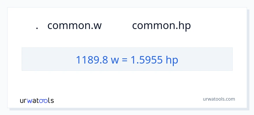 1189.8 ওয়াট থেকে অশ্বশক্তি রূপান্তর