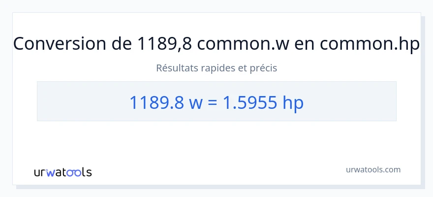 Conversion 1189.8 watts vers chevaux-vapeur