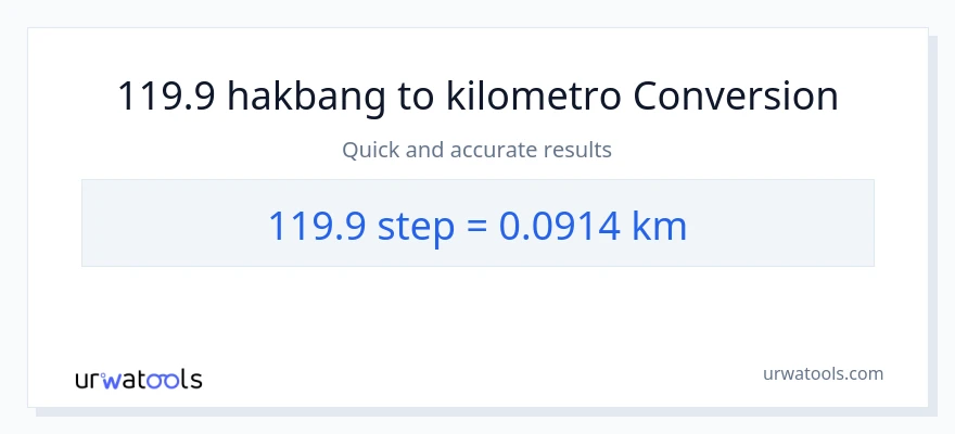 119.9 mga hakbang patungong Kilometro na conversion