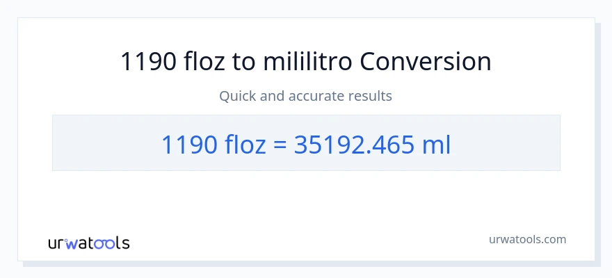 1190 mga onsa ng likido patungong mga mililitro na conversion