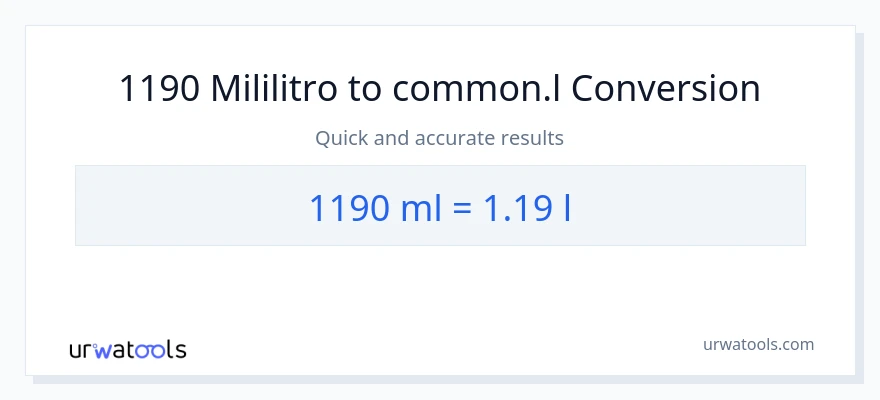 1190 mga mililitro patungong Liters na conversion