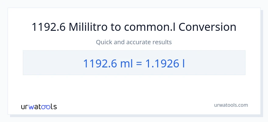 1192.6 mga mililitro patungong Liters na conversion