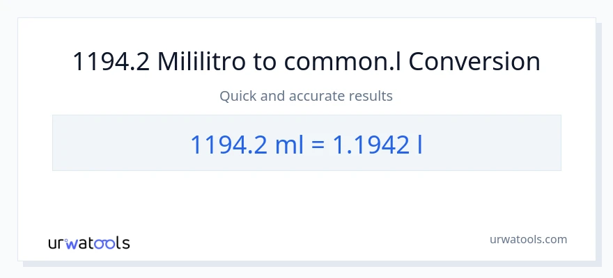 1194.2 mga mililitro patungong Liters na conversion