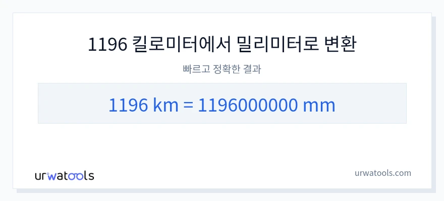 1196 킬로미터에서 밀리미터으로의 변환