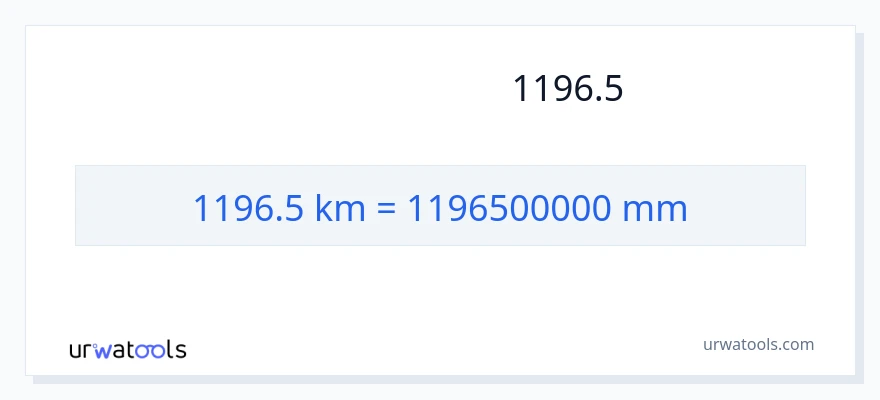 تبدیل 1196.5 کیلومتر به میلی‌متر