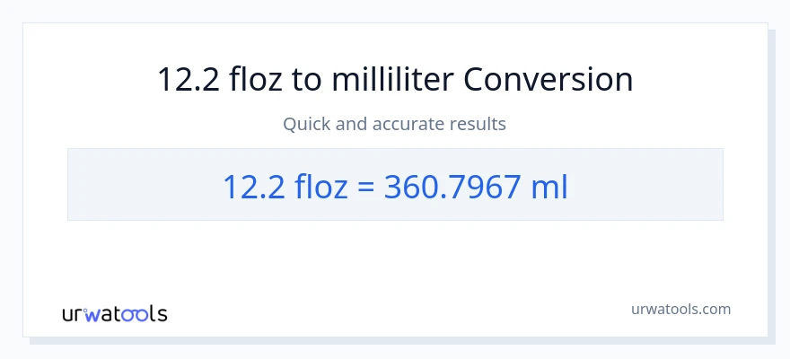 12.2 flydende ounces til milliliter konvertering