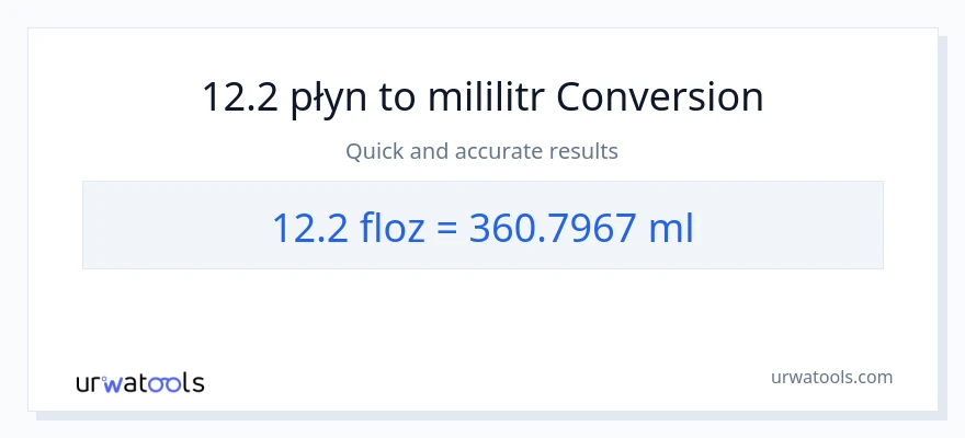 Konwersja 12.2 uncje płynu do mililitry