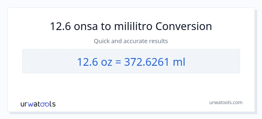 12.6 Mga onsa patungong mga mililitro na conversion