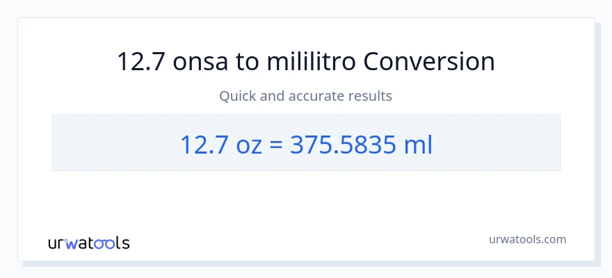 12.7 Mga onsa patungong mga mililitro na conversion