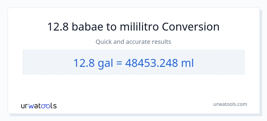 12.8 Mga galon patungong mga mililitro na conversion