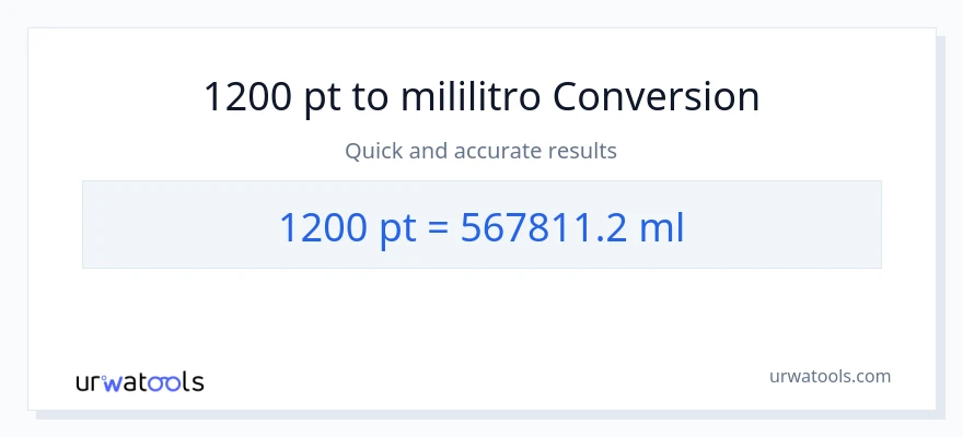 1200 Pints patungong mga mililitro na conversion