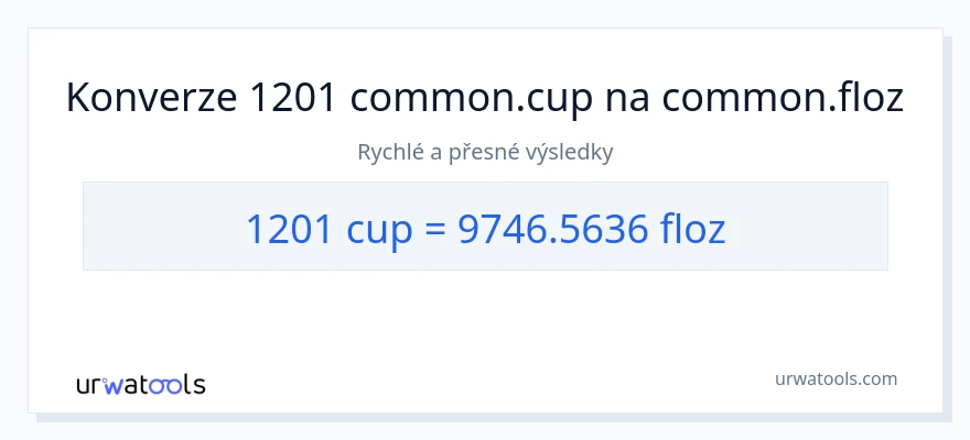 Konverze z šálky na tekuté unce: 1201