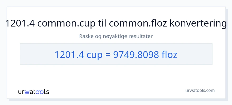 1201.4 kopper til flytende unser konvertering