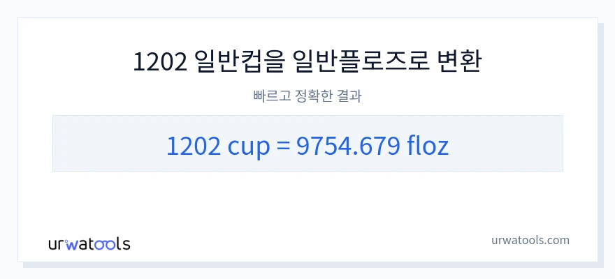 1202 컵에서 액량 온스으로의 변환