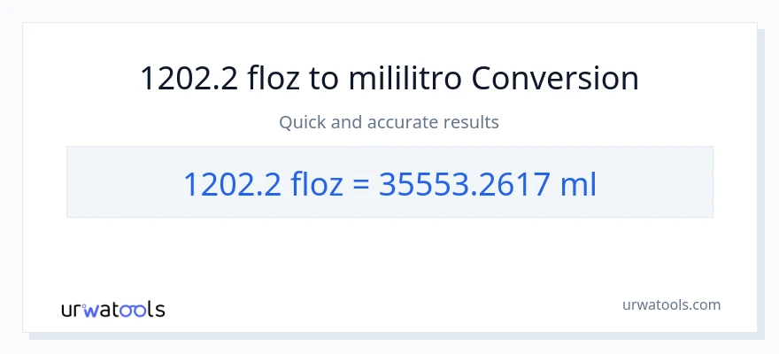 1202.2 mga onsa ng likido patungong mga mililitro na conversion