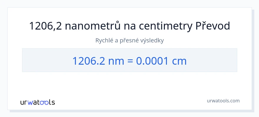 Konverze z nanometrů na Centimetry: 1206.2
