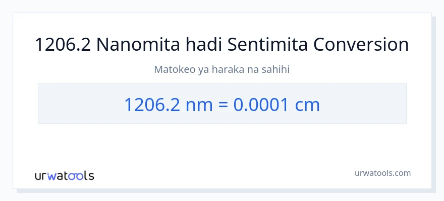 Ubadilishaji wa 1206.2 nanomita hadi Sentimita