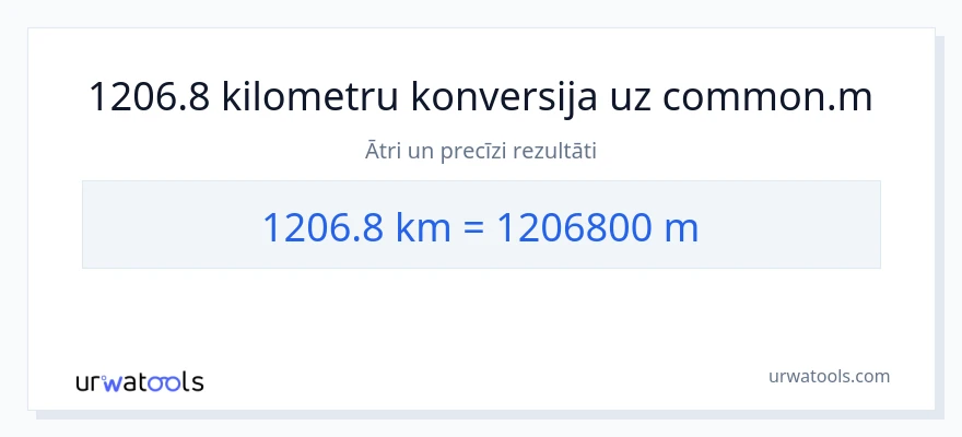 1206.8 kilometri uz Metri konversiju