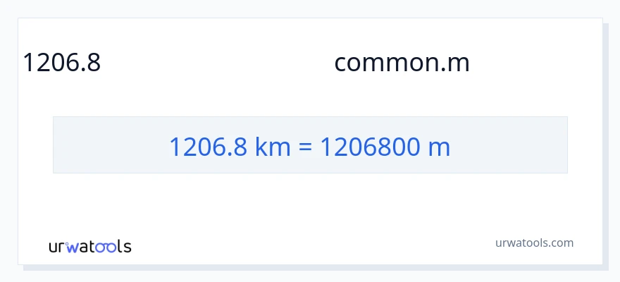 1206.8 కిలోమీటర్లు నుండి మీటర్లు కు మార్పిడి