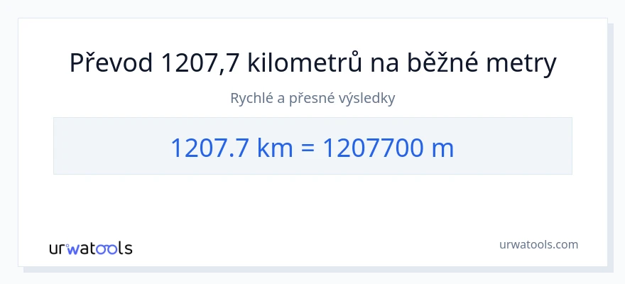 Konverze z kilometry na Měřiče: 1207.7