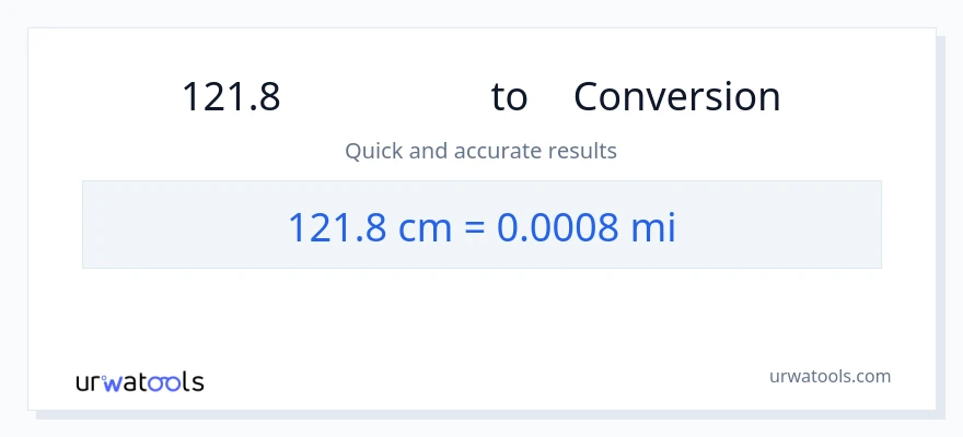 การแปลง 121.8 เซนติเมตร เป็น ไมล์