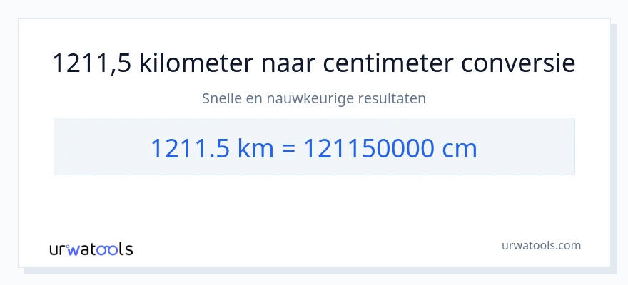 1211.5 kilometers naar centimeters conversie