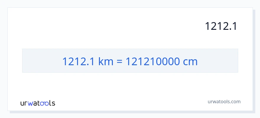 1212.1 کلومیٹر سے سینٹی میٹر کی تبدیلی