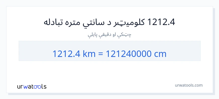 1212.4 کیلومتره ته سانتي متره بدلون