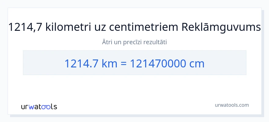 1214.7 kilometri uz Centimetri konversiju