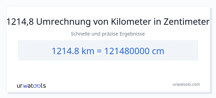 1214.8 Kilometer zu Zentimeter Umwandlung