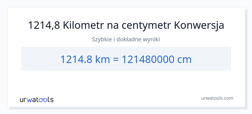 Konwersja 1214.8 kilometrów do Centymetry