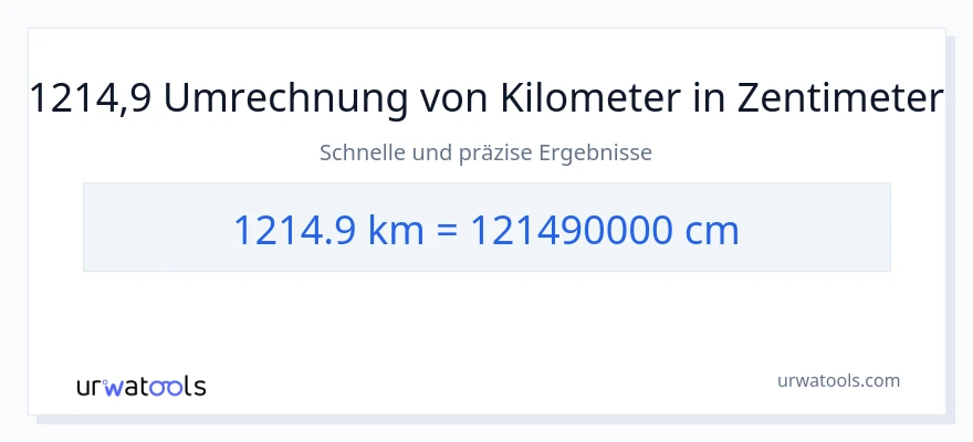 1214.9 Kilometer zu Zentimeter Umwandlung