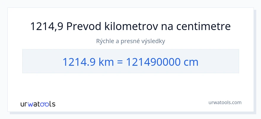 Konverzia z kilometre na Centimetre: 1214.9