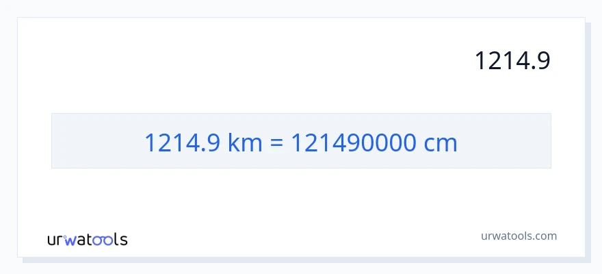 1214.9 کلومیٹر سے سینٹی میٹر کی تبدیلی