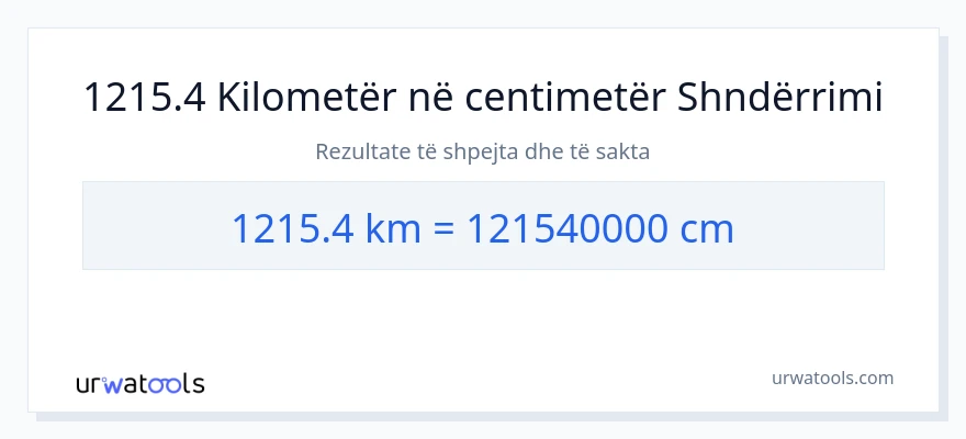 Konvertimi 1215.4 kilometra në Centimetra