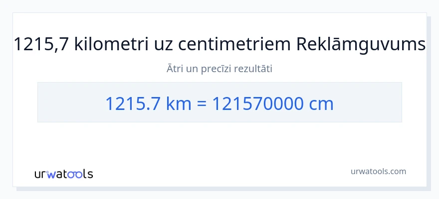 1215.7 kilometri uz Centimetri konversiju