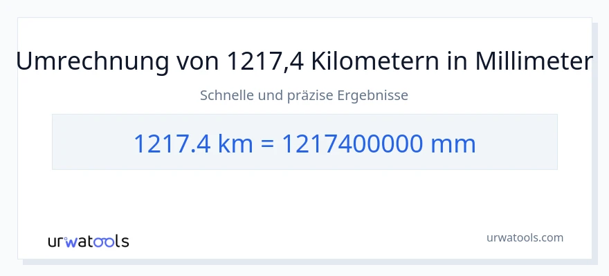 1217.4 Kilometer zu Millimeter Umwandlung