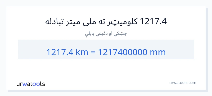 1217.4 کیلومتره ته ملی متره بدلون