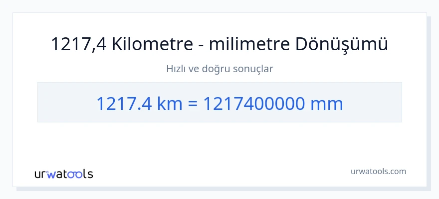 1217.4 kilometre'den milimetre'e dönüşüm