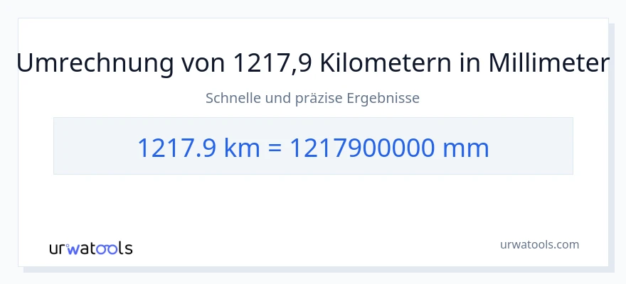 1217.9 Kilometer zu Millimeter Umwandlung