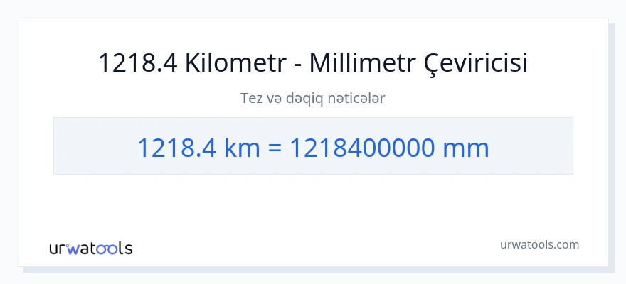 1218.4 kilometr-dən millimetr-ə çevrilmə