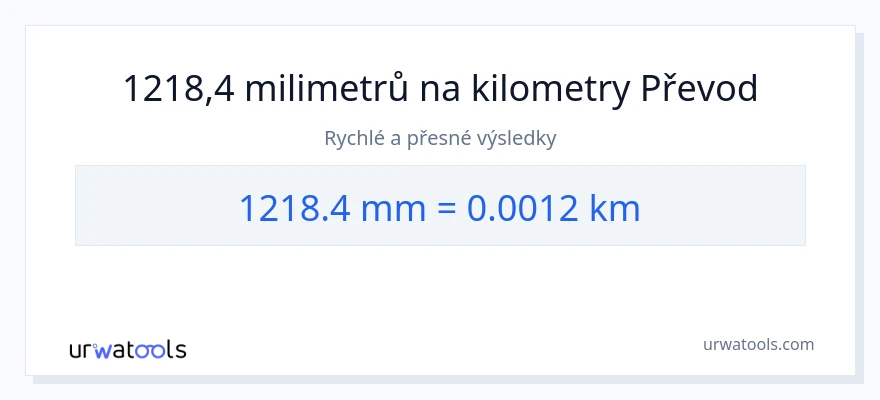 Konverze z milimetry na kilometry: 1218.4