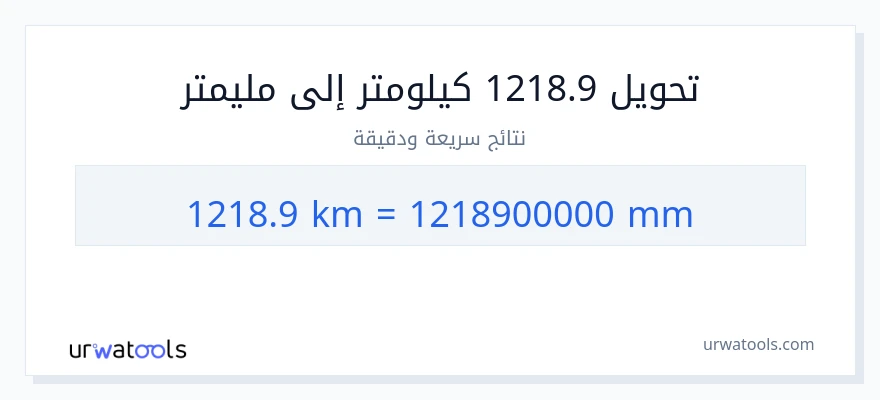 التحويل من 1218.9 كيلومترات إلى مليمترات