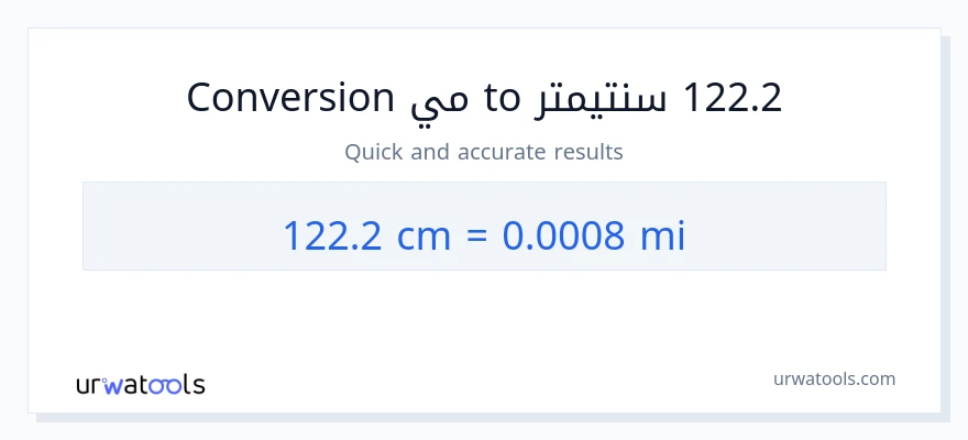 التحويل من 122.2 سنتيمترات إلى أميال